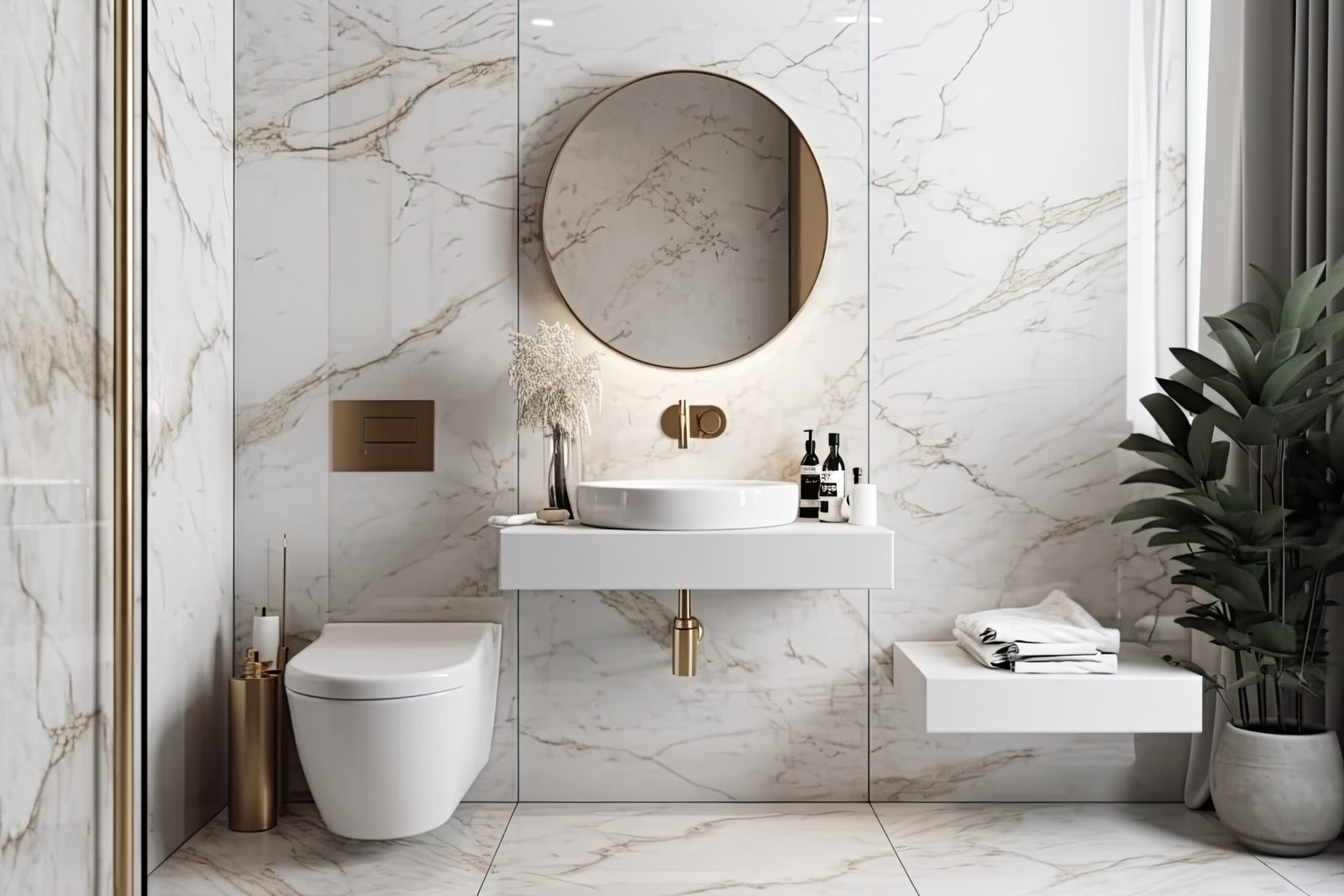 white marble modern bathroom ceramic coatings.