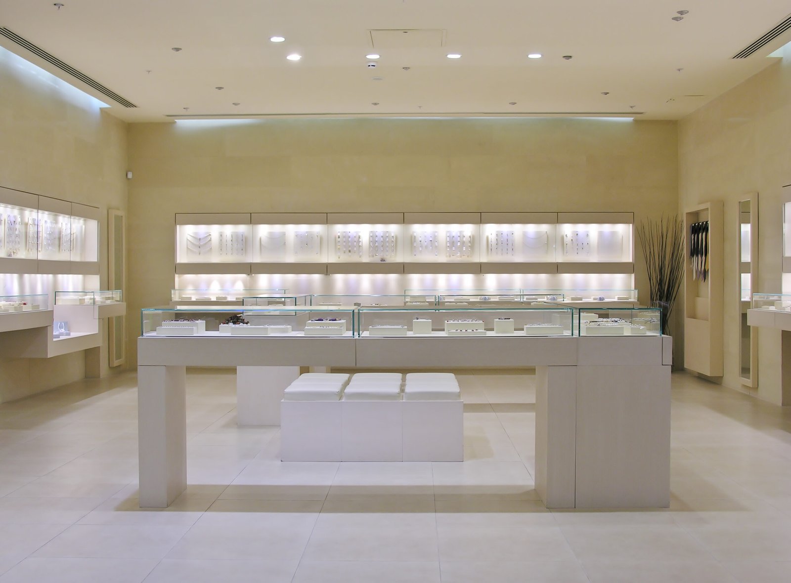 protection film on counters in jewelry store.