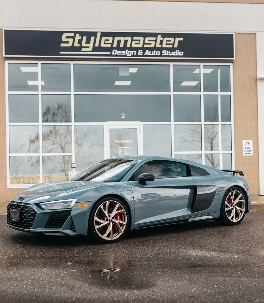 grey Audi r8 blue ceramic coating barrie at Stylemaster barrie.