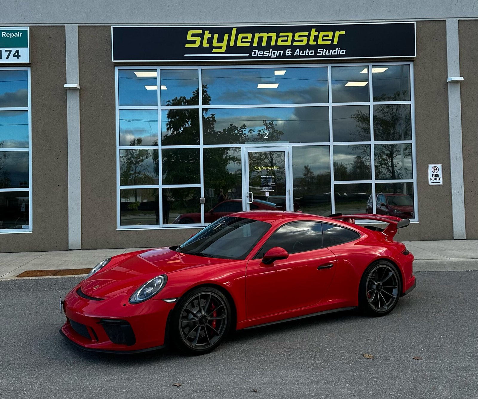 Window Tint on red gt3 at stylemaster in barrie.