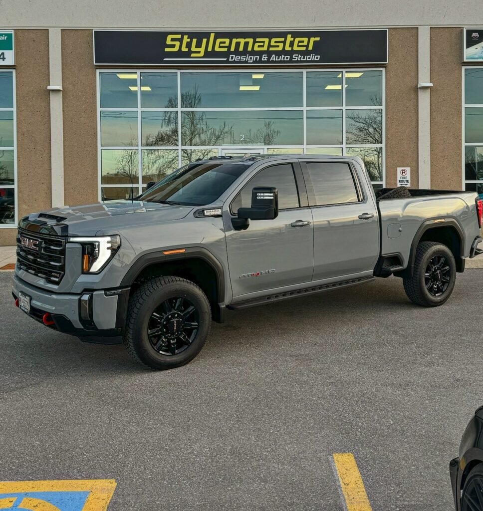 window tint on light grey truck at Stylemaster barrie.