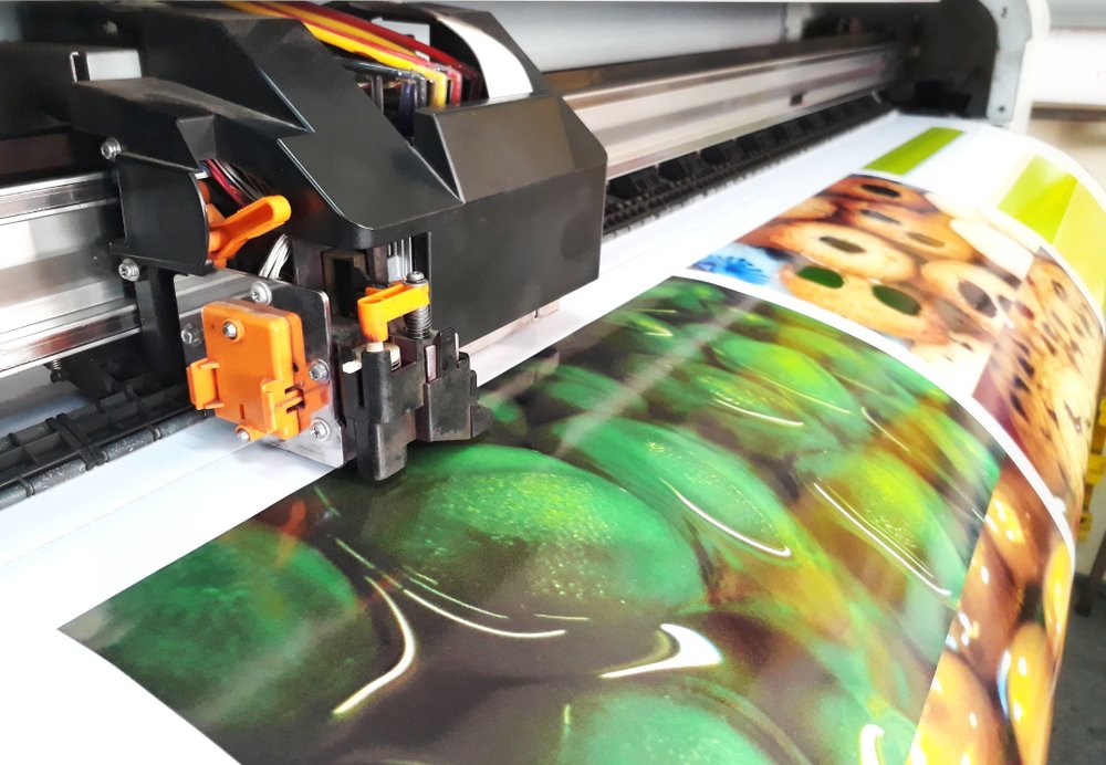 large format commercial printing green patterns.